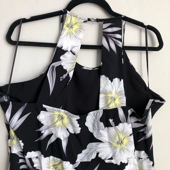 28 PALMS Floral Black White Yellow Halter Look Maxi Dress - Picture 10 of 14